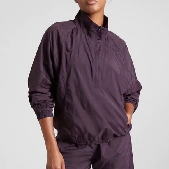 Athleta Grace Half Zip Windbreaker Jacket Deep Crocus Violet Athleisure Top M - Picture 1 of 15